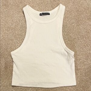 Zara White Ribbed Tank Top